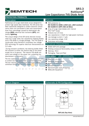 SR3.3 datasheet - RailClamp^ Low Capacitance TVS Diode Array