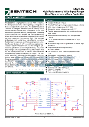 SC2545EVB datasheet - High Performance Wide Input Range Dual Synchronous Buck Controller