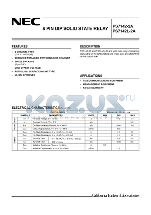 PS7142-2A datasheet - 8 PIN DIP SOLID STATE RELAY