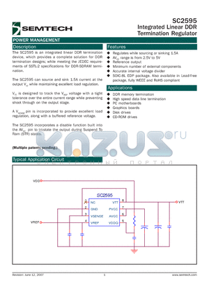 SC2595STRT datasheet - Integrated Linear DDR Termination Regulator