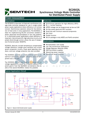 SC2602LSTRT datasheet - Synchronous Voltage Mode Controller for Distributed Power Supply