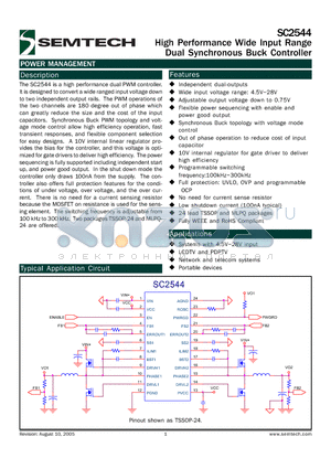 SC2544 datasheet - High Performance Wide Input Range Dual Synchronous Buck Controller