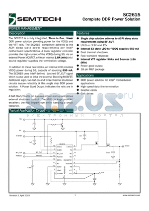 SC2615MLTR datasheet - Complete DDR Power Solution