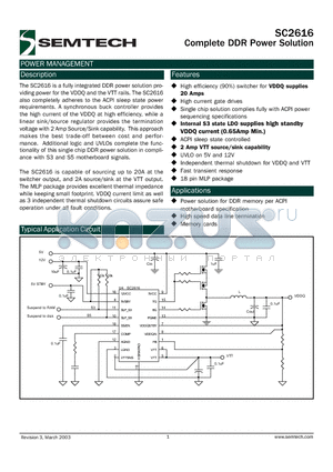 SC2616 datasheet - Complete DDR Power Solution