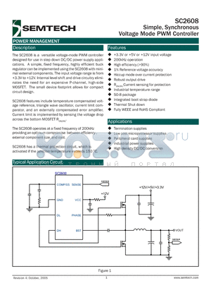 SC2608STRT datasheet - Simple, Synchronous Voltage Mode PWM Controller