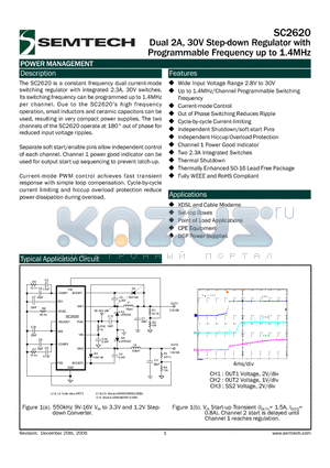 SC2620SETRT datasheet - Dual 2A, 30V Step-down Regulator with Programmable Frequency up to 1.4MHz