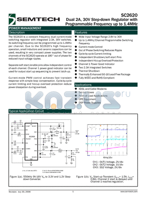 SC2620_08 datasheet - Dual 2A, 30V Step-down Regulator with Programmable Frequency up to 1.4MHz