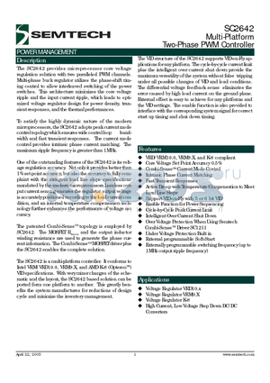 SC2642EVB datasheet - Multi-Platform Two-Phase PWM Controller