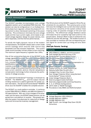 SC2647 datasheet - Multi-Platform Multi-Phase PWM Controller