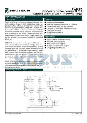 SC2655EVB datasheet - Programmable Synchronous DC/DC Hysteretic Controller with VRM 9.0 VID Range