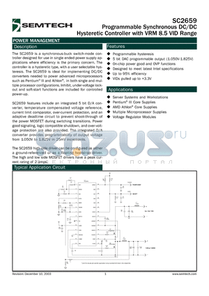 SC2659EVB datasheet - Programmable Synchronous DC/DC Hysteretic Controller with VRM 8.5 VID Range