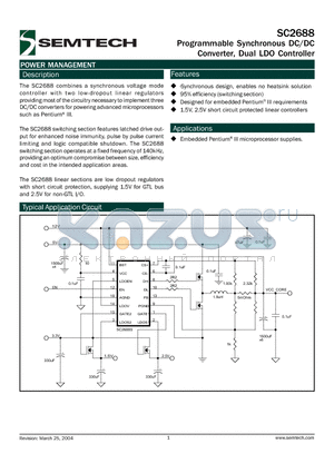 SC2688STR datasheet - Programmable Synchronous DC/DC Converter, Dual LDO Controller