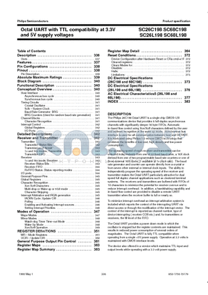 SC26C198 datasheet - Octal UART with TTL compatibility at 3.3V and 5V supply voltages