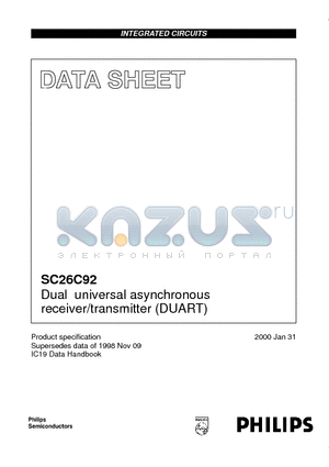 SC26C92A1B datasheet - Dual universal asynchronous receiver/transmitter DUART