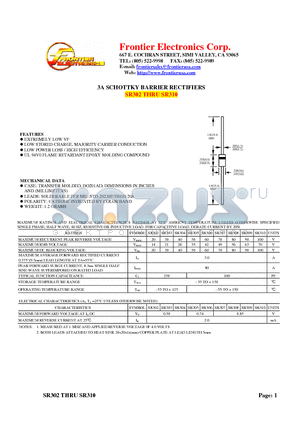 SR302 datasheet - 3A SCHOTTKY BARRIER RECTIFIERS