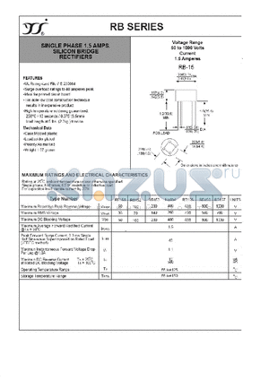 RB-15 datasheet - SINGLE PHASE 1.5 AMPS. SILICON BRIDGE RECTIFIERS