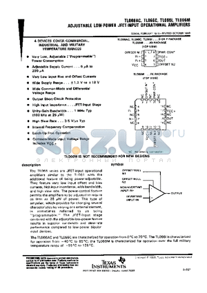 TL066AC datasheet - ADJUSTABLE LOW-POWER JFET-INPUT OPERATOINAL AMPLIFIERS