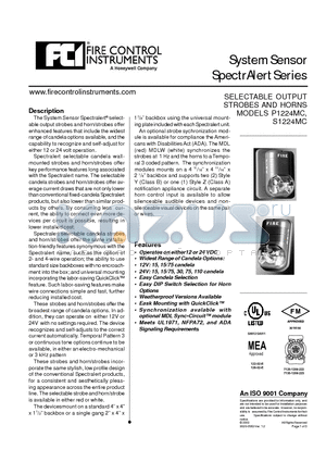 P1224MC datasheet - SELECTABLE OUTPUT STROBES AND HORNS