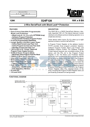 X24F128SE-5 datasheet - 2-Wire SerialFlash with Block Lock TM Protection