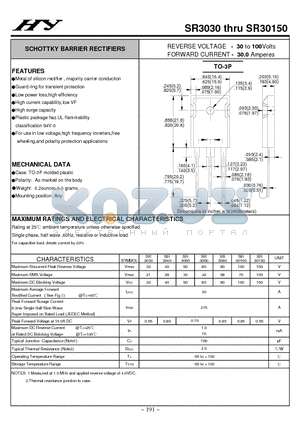 SR3030 datasheet - SCHOTTKY BARRIER RECTIFIERS