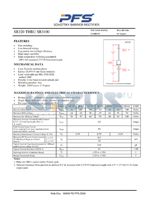 SR305 datasheet - SCHOTTKY BARRIER RECTIFIER