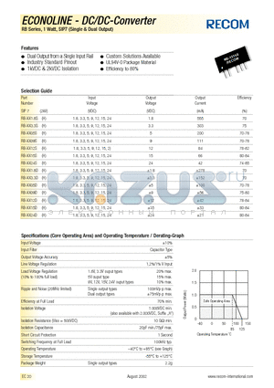 RB-XX12S datasheet - ECONOLINE - DC/DC-Converter