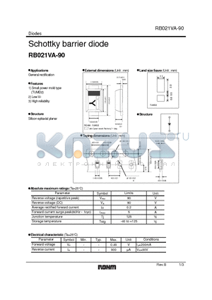 RB021VA-90 datasheet - Schottky barrier diode