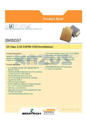 SMI5037 datasheet - 56 Gbps 2:16 DQPSK CDR/Demultiplexer