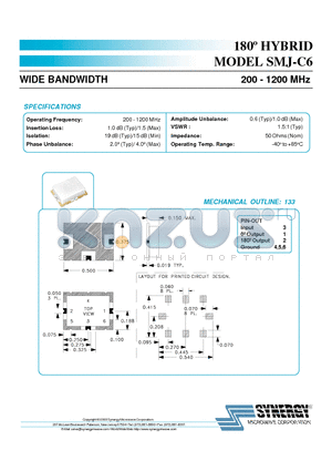 SMJ-C6 datasheet - 180j HYBRID WIDE BANDWIDTH 200 - 1200 MHz