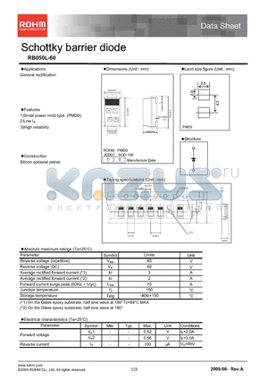 RB050L-60 datasheet - Schottky barrier diode