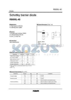 RB050L-40 datasheet - Schottky barrier diode