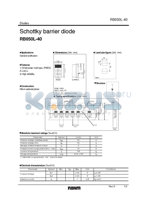 RB050L-40 datasheet - Schottky barrier diode