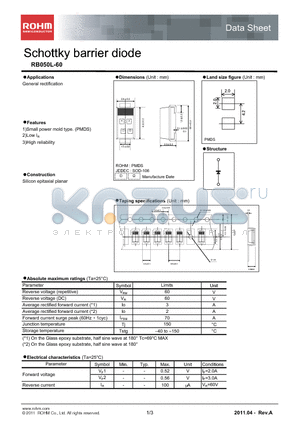 RB050L-60_11 datasheet - Schottky barrier diode