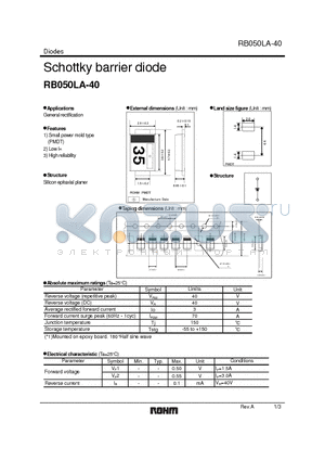 RB050LA-40 datasheet - Schottky barrier diode