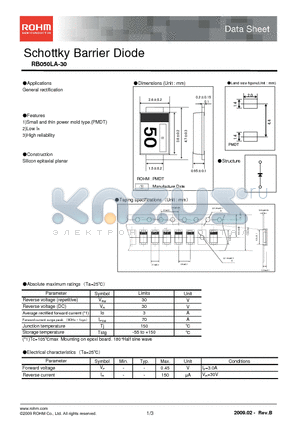 RB050LA-30 datasheet - Schottky Barrier Diode
