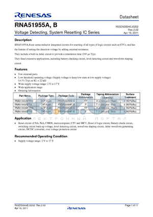 RNA51955A datasheet - Voltage Detecting, System Resetting IC Series