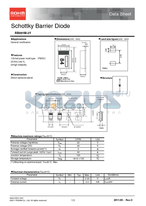 RB051M-2Y datasheet - Schottky Barrier Diode