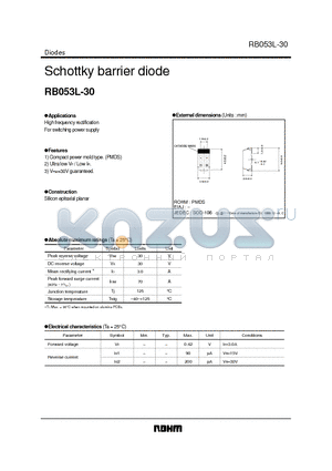 RB053L-30 datasheet - Schottky barrier diode