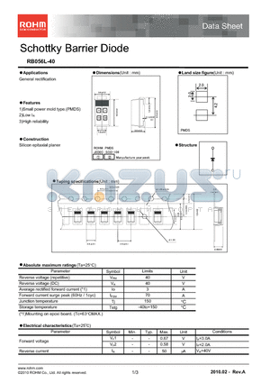 RB056L-40 datasheet - Schottky Barrier Diode