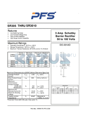 SR306 datasheet - 3 Amp Schottky Barrier Rectifier 50 to 100 Volts