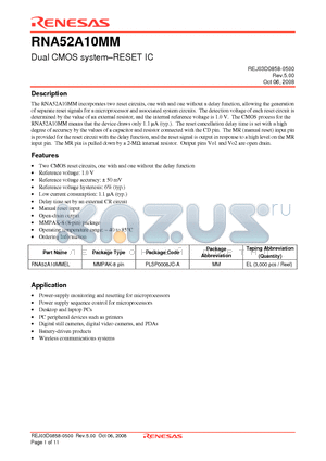 RNA52A10MMEL datasheet - Dual CMOS system.RESET IC