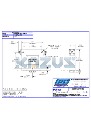 PE8300 datasheet - FERRITE ISOLAROT SMA FEMALE FREQUENCY RANGE: 1 TO 2 GHz