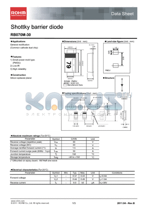 RB070M-30_11 datasheet - Shottky barrier diode