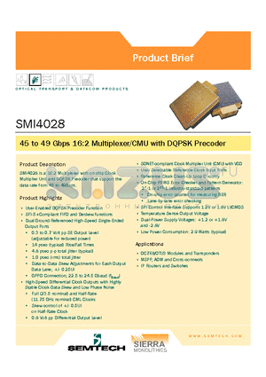 SMI4028 datasheet - 45 to 49 Gbps 16:2 Multiplexer/CMU with DQPSK Precoder