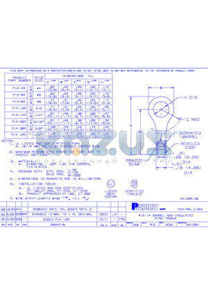 P14-10R-M datasheet - 16-14 BARREL NON-INSULATED RING TONGUE