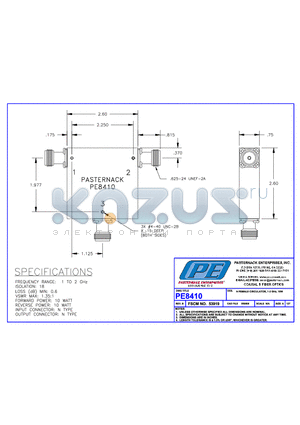 PE8410 datasheet - N FEMALE CIRCULATOR, 1-2 GHz, 10w