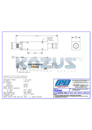 PE8505 datasheet - SMA MALE TO SMA FEMALE HIGH OUTPUT NOISE GENERATOR