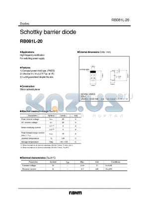 RB081L-20 datasheet - Schottky barrier diode