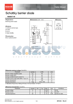 RB085T-40_10 datasheet - Schottky barrier diode