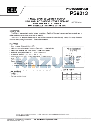 PS9213-F4 datasheet - PHOTOCOUPLER